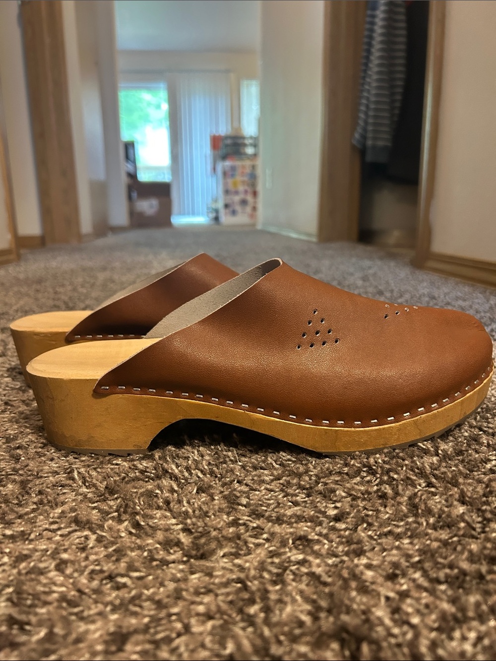 Wooden Sole Clog with Rubber Tread size 41